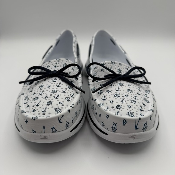 Skechers Cali Gear Ultra Go Walk 5 Boat Shoes Womens Sz 8 White Nautical Anchors - Picture 4 of 10